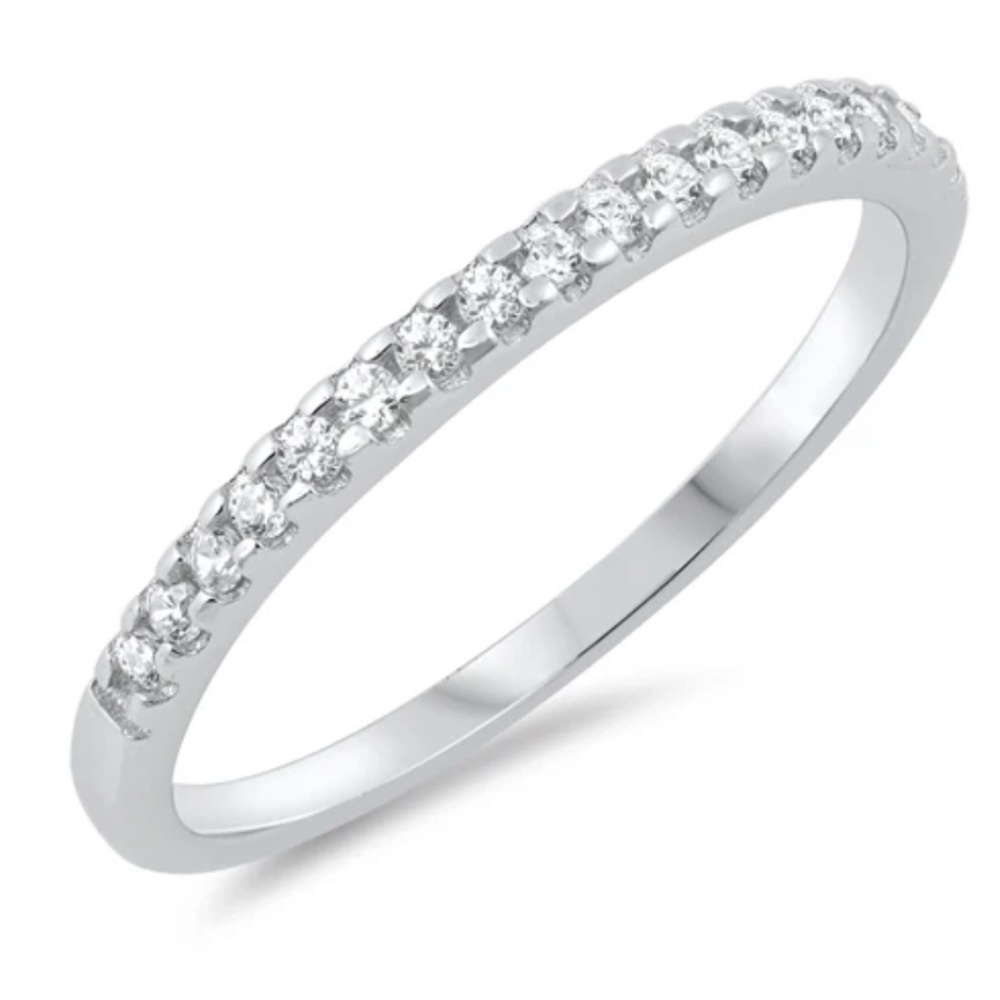 Sterling Silver CZ Stacking Ring – Size 10